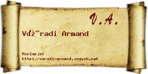 Váradi Armand névjegykártya